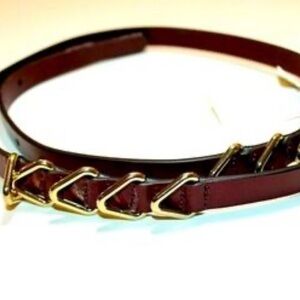 Elegant black and maroon Leather Belt with Gold Accents on maroon and black on b